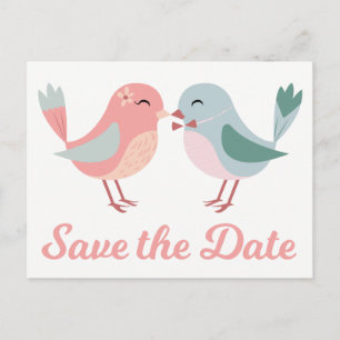 Pink & Blue Save The Date Hochzeit Verliebte Ankündigungspostkarte