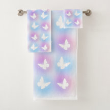 "Pink & Blue" Schmetterling-Badehandtuch-Set