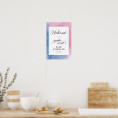 Pink & Blue Script Gender Reveal Willkommen Poster (Küche)