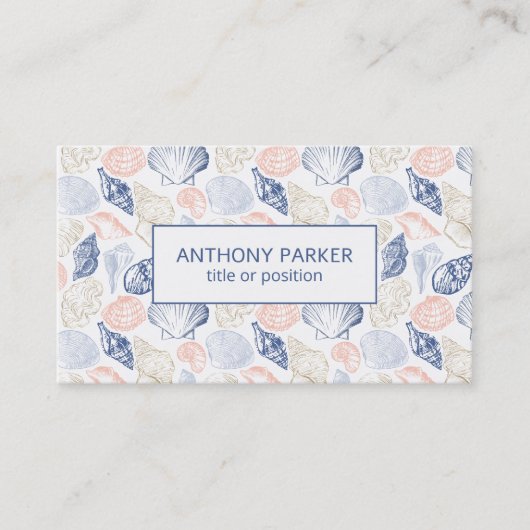 Pink & Blue Seashells Business Card Visitenkarte (Vorderseite)