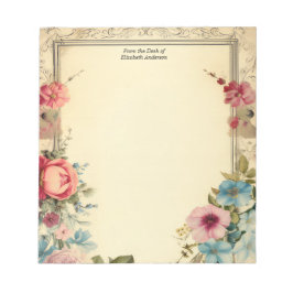 Pink Blue Shabby Vintag antike Blumengestation Notizblock