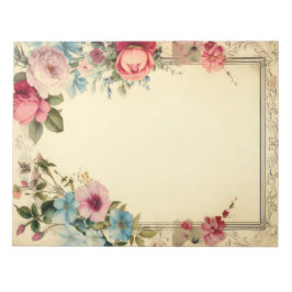 Pink Blue Shabby Vintag antike Blumengestation Notizblock