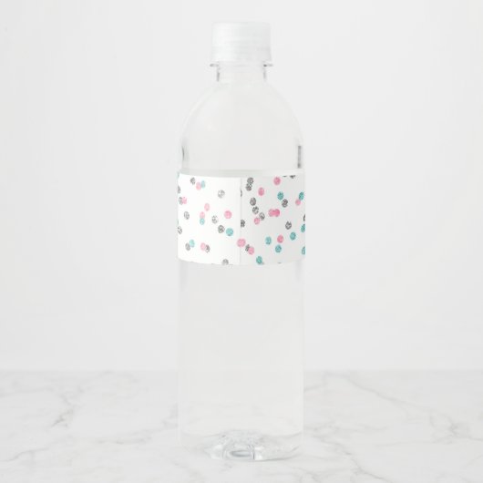 Pink Blue Silver Baby Dusche Wasser Flasche Etiket Wasserflaschenetikett (Rückseite)