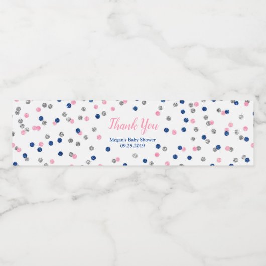 Pink Blue Silver Baby Dusche Wasser Flasche Etiket Wasserflaschenetikett (Einzelnes Label)