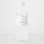Pink Blue Silver Baby Dusche Wasser Flasche Etiket Wasserflaschenetikett (Vorderseite)