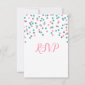 Pink Blue Silver Confetti Baby Dusche RSVP Karten (Rückseite)