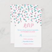 Pink Blue Silver Confetti Baby Dusche RSVP Karten (Vorne/Hinten)