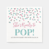 Pink Blue Silver Dots Sie ist bereit zum Pop Serviette (Vorderseite)