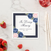 Pink Blue Silver Floral Beerdigung Gedenkstätte Serviette (Beispiel)