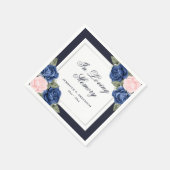 Pink Blue Silver Floral Beerdigung Gedenkstätte Serviette (Ecke)