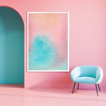 Pink Blue Sky Abstrakte Farbe Print