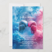 Pink Blue Smoke Boxing Glove Sport Gender Reveal Einladung (Vorderseite)