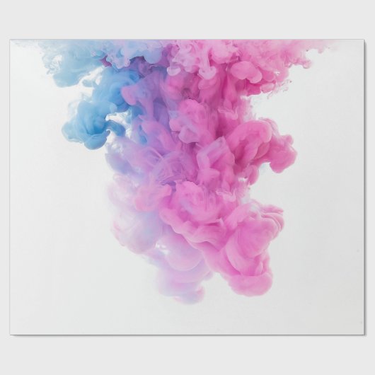 Pink Blue Smoke Cloud Elegant Baby Gender Reveal Geschenkpapier (Flach)