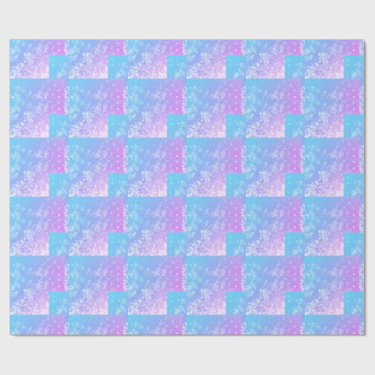 Pink & Blue Snowflake Muster Geschenkpapier (Flach)