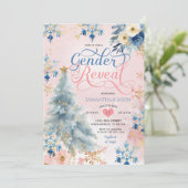 Pink Blue Snowflake Weihnachten Blumengeschlecht E Einladung (Stehend Vorderseite)