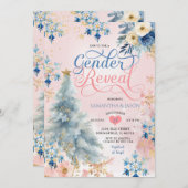 Pink Blue Snowflake Weihnachten Blumengeschlecht E Einladung (Vorne/Hinten)