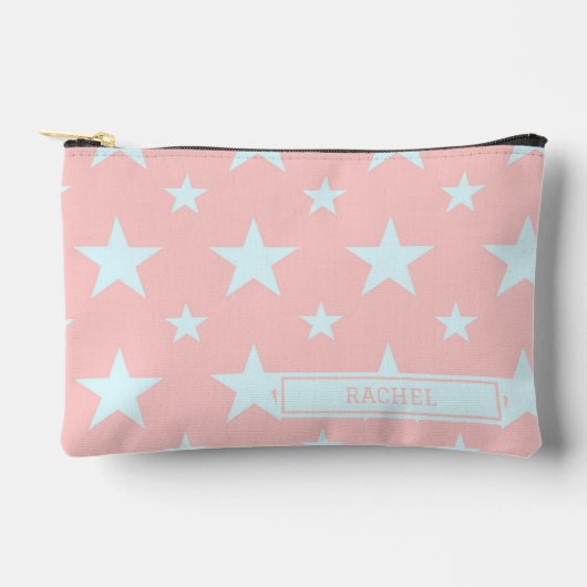 Pink Blue Stars Pattern Constellation Pencil Case Zubehörtasche (Vorderseite)