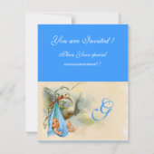 PINK BLUE STORK BABY BOY SHOWER MONOGRAM EINLADUNG (Rückseite)