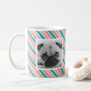 Pink Blue Strip Muster Custom Foto Tasse