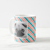 Pink Blue Strip Muster Custom Foto Tasse (Vorderseite Links)