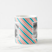 Pink Blue Strip Muster Custom Foto Tasse (Mittel)