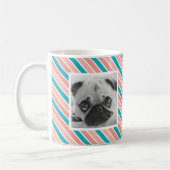 Pink Blue Strip Muster Custom Foto Tasse (Links)