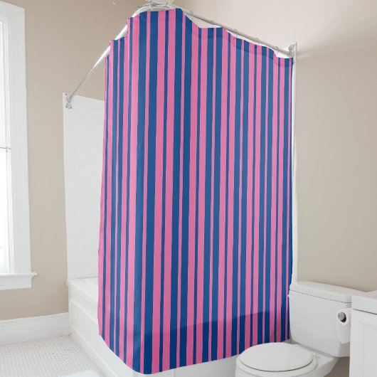 Pink Blue Stylish Stripes Pattern Design  Duschvorhang