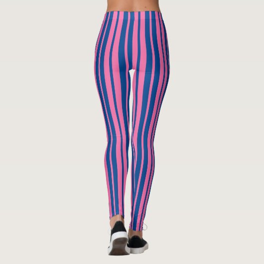 Pink Blue Stylish Stripes Pattern Design  Leggings (Rückseite)