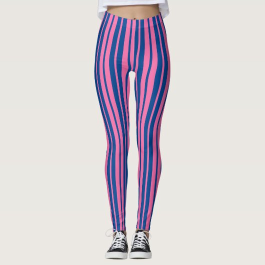 Pink Blue Stylish Stripes Pattern Design  Leggings (Vorderseite)