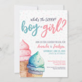 Pink Blue Summer Gender Reveal Einladung (Vorderseite)