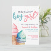 Pink Blue Summer Gender Reveal Einladung (Stehend Vorderseite)