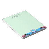 Pink Blue Tartan Personalisierter Script Monogram Notizblock (angewinkelt)