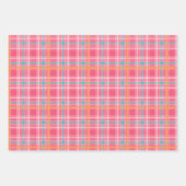 Pink & Blue Tartar plaid Sommer Set von 3 Geschenkpapier Set (Vorderseite)