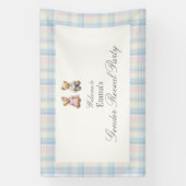 Pink Blue Teddy Bear Baby Shower Backdrop Banner (Vertikal)