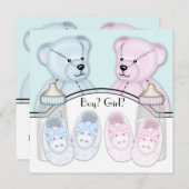 Pink Blue Teddy Bear Gender Reveal Einladung (Vorne/Hinten)