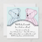 Pink Blue Teddy Bear Gender Reveal Einladung (Rückseite)