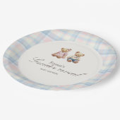 Pink Blue Teddy Bear Paper Plates Pappteller (Schrägansicht)
