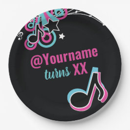 Pink & Blue Teen Dance Party Papierplatte Pappteller