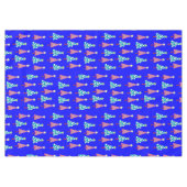 Pink & Blue Trees Blauer Frohe Weihnachtslieder Tischdecke (Vorderseite (Horizontal))