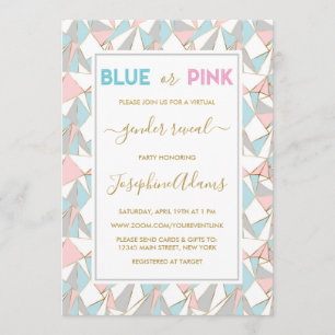Pink Blue Triangle Muster Virtuelles Geschlecht ze Einladung