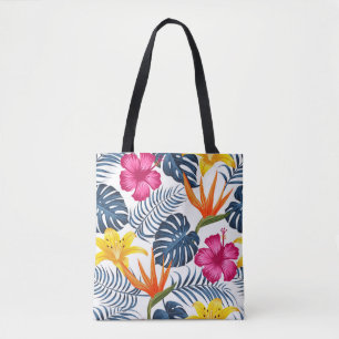 Pink Blue Tropical Shoult Tote Tasche