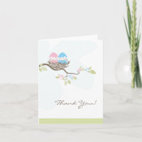 Pink & Blue Twin Birnen in Nest Danke Karte
