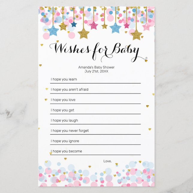 Pink Blue Twinkle Twinkle wünscht sich Baby Game (Vorderseite)