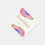 Pink Blue und Gold Geode Wedding Liebe und Danke Serviette (Ecke)