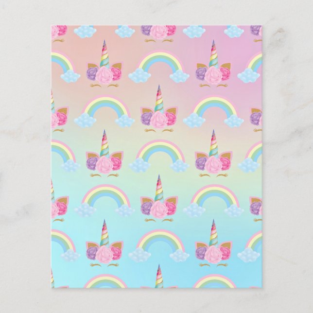 Pink Blue Unicorod Wolken Muster Scrapbook Papier (Vorderseite)