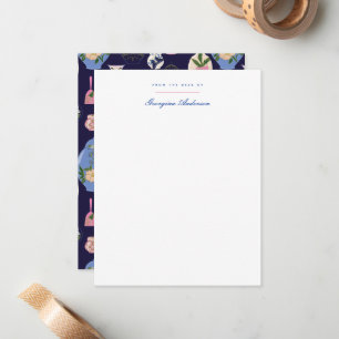 Pink Blue Vintag Vase Personal Stationery Mitteilungskarte