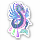 Pink & Blue Water Dragon mit Paddeln Aufkleber (Vorderseite)