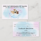 Pink Blue Water Hunde Katzen Groomer Ernennung Visitenkarte (Vorne/Hinten)