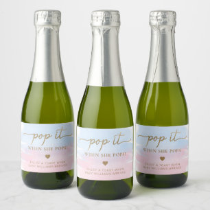 Pink Blue Watercolor Baby Dusche Sparkling Wein L Schaumweinetikett