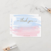 Pink Blue Watercolor Danke Karte (Vorderseite/Rückseite Beispiel)